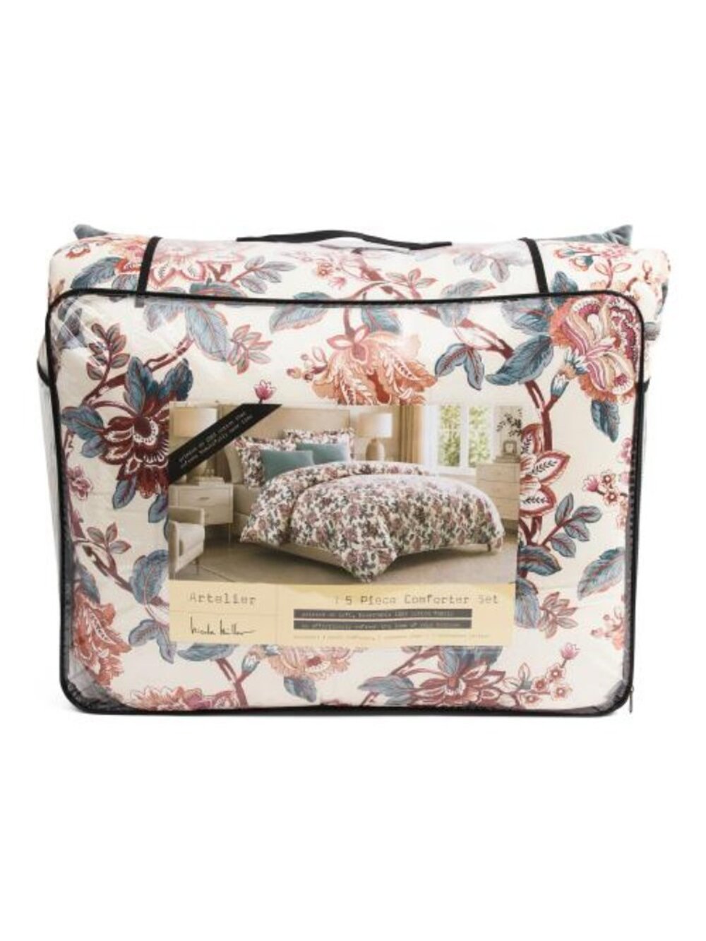 NICOLE MILLER 5pc Cotton Percale Floral Comforter Set